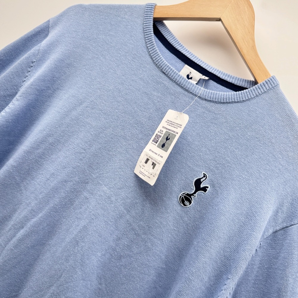 Tottenham Hotspur Crew Neck Jumper Blue Sweater Mens Large Cotton